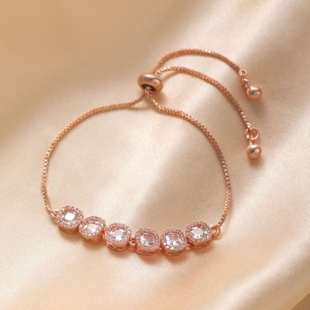 Elegant Rose Gold Bracelet with Clear Stones